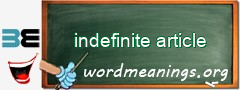WordMeaning blackboard for indefinite article